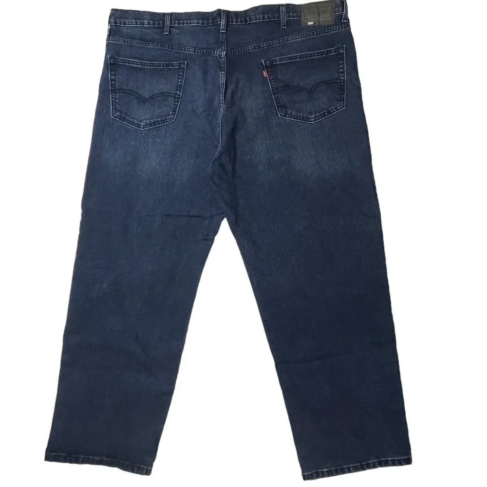 LEVI STRAUSS 550 Black Label Jeans Mens Relaxed Denim W50 L30 Straight Stretch‎